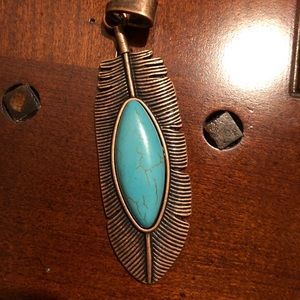Solid Copper and Turquoise Pendant